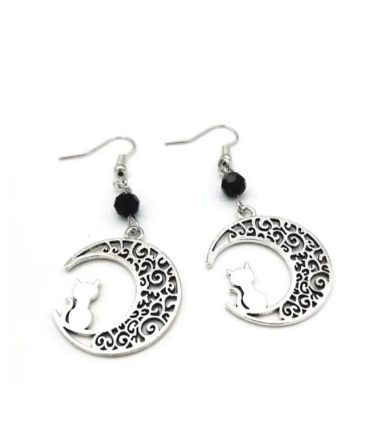 Aretes diseño de gato en la luna