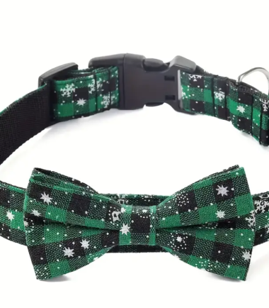 Collar navideño con moño elegante para perros