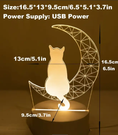 Lámpara Decorativa LED con Gato y Luna-costa-rica