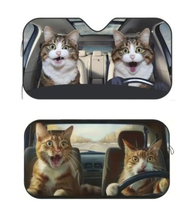 Parasol para autos de gatitos conduciendo