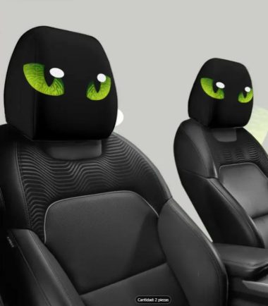 Fundas para Reposacabezas con Ojos de Gato Verde (2 piezas)