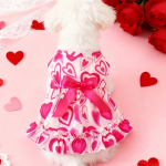 Vestido para Mascotas Rosado con Lazo y corazones XS