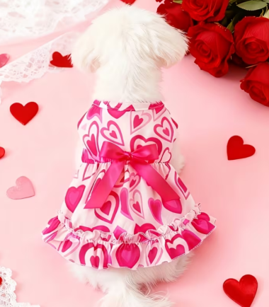 Vestido para Mascotas Rosado con Lazo S