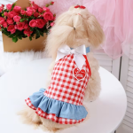 Vestido para perro a cuadros con lazo M